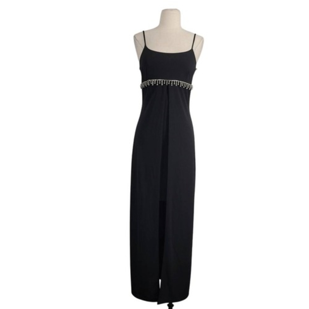 Vtg 90s Candy‎ Rocket Black Maxi Overlay Mini Cape Dress Sz S Fairy Whimsygoth